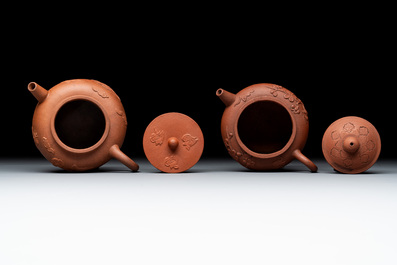 Three Chinese Yixing stoneware teapots and covers, 18th C.