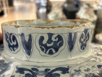 A very large Dutch Delft blue and white chinoiserie baluster vase, second half 17th C.