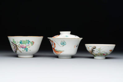 Nine Chinese famille rose wares, 19/20th C.