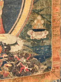 A Tibetan thangka depicting Padmapani, 19th C.