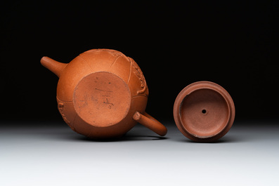 Three Chinese Yixing stoneware teapots and covers, 18th C.