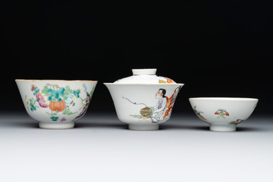 Nine Chinese famille rose wares, 19/20th C.