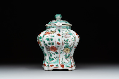 A Chinese famille verte 'lotus pond with ducks' teapot, Kangxi