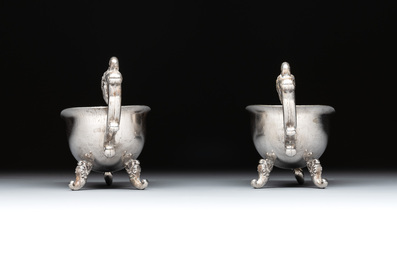 A pair of Chinese silver sauceboats, Li Ji 李記 and Zu Yin足銀 mark, 19/20th C.