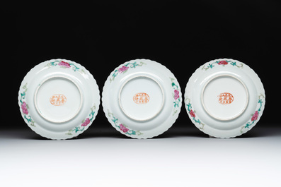 Six Chinese famille rose 'phoenix and peony' bowls and plates for the Straits or Peranakan market, Republic