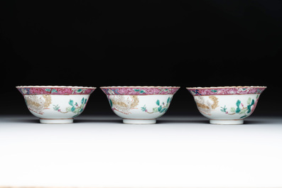 Six Chinese famille rose 'phoenix and peony' bowls and plates for the Straits or Peranakan market, Republic