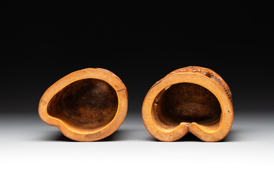 Five Chinese carved bamboo brush pots, 19/20th C.