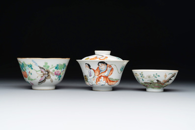 Nine Chinese famille rose wares, 19/20th C.