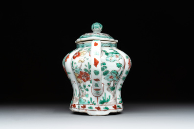 A Chinese famille verte 'lotus pond with ducks' teapot, Kangxi