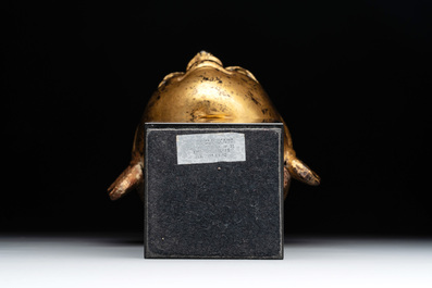 A Burmese gilt-lacquered bronze head of Buddha, 19th C.