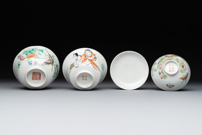 Nine Chinese famille rose wares, 19/20th C.