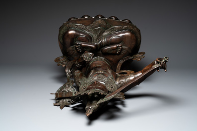 A very large Nepalese bronze sculpture of Manjusri, 19/20th C.