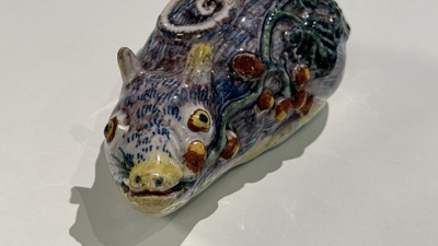 A polychrome Dutch Delft model of a squirrel, 18th C.