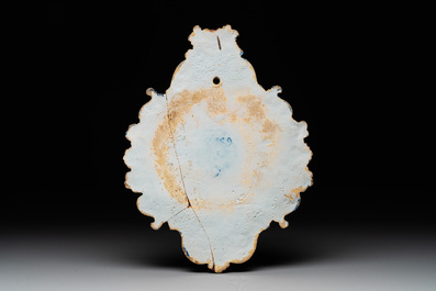 A polychrome Dutch Delft 'flower basket' plaque, dated 1759
