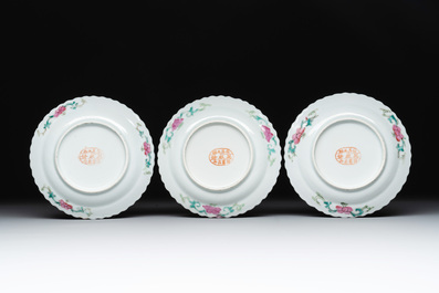 Six Chinese famille rose 'phoenix and peony' bowls and plates for the Straits or Peranakan market, Republic