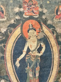 A Tibetan thangka depicting Padmapani, 19th C.