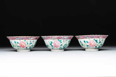 Six Chinese famille rose 'phoenix and peony' bowls and plates for the Straits or Peranakan market, Republic