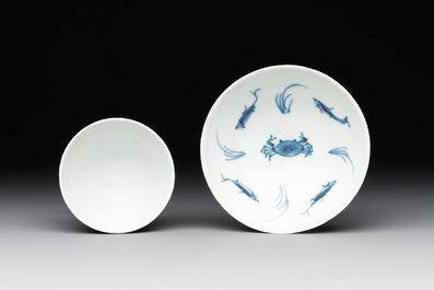 Five Chinese blue and white shipwreck wares from the Hatcher cargo, Wanli/Transitional period