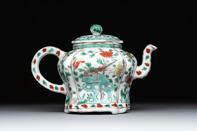A Chinese famille verte 'lotus pond with ducks' teapot, Kangxi