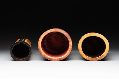 Five Chinese carved bamboo brush pots, 19/20th C.