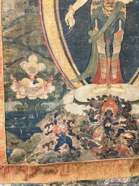 A Tibetan thangka depicting Padmapani, 19th C.