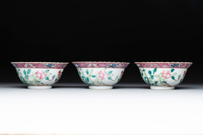 Six Chinese famille rose 'phoenix and peony' bowls and plates for the Straits or Peranakan market, Republic