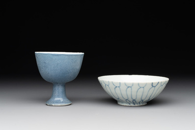 Five Chinese blue and white shipwreck wares from the Hatcher cargo, Wanli/Transitional period