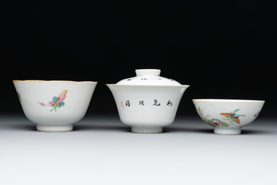 Nine Chinese famille rose wares, 19/20th C.