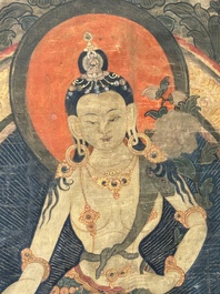 A Tibetan thangka depicting Padmapani, 19th C.