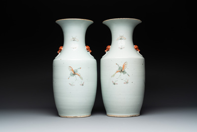 Four Chinese famille rose vases, a jardini&egrave;re and a jar, 19/20th C.