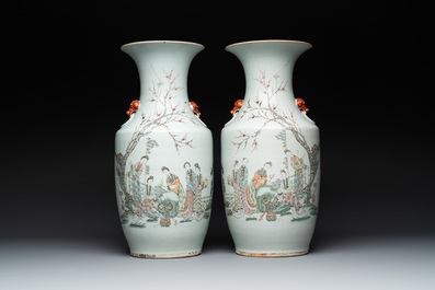 Four Chinese famille rose vases, a jardini&egrave;re and a jar, 19/20th C.