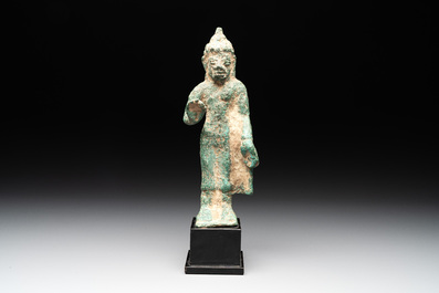A bronze standing Buddha, Thailand, probably Mon Dvaravati period, 7/8th C.