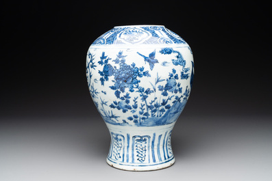 A Chinese blue and white 'birds among flowering branches' vase, Wanli