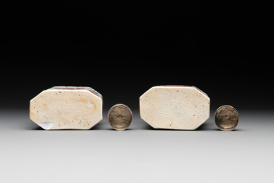 Ten Chinese Imari-style, blue and white tea caddies, Kangxi/Yongzheng