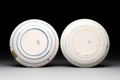 Eight polychrome Dutch Delft plates, 18th C.