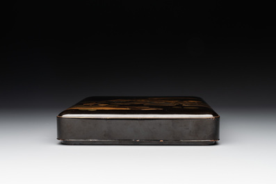 A Japanese lacquerware suzuribako or writing box depicting a crab, Meiji, 19th C.