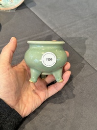 A Chinese Longquan celadon tripod censer, Song