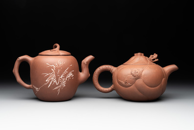 Five Chinese Yixing stoneware teapots, 19/20th C.