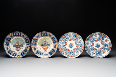 Eight polychrome Dutch Delft plates, 18th C.