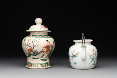 13 Chinese famille rose, verte and iron-red-decorated wares, Kangxi and later