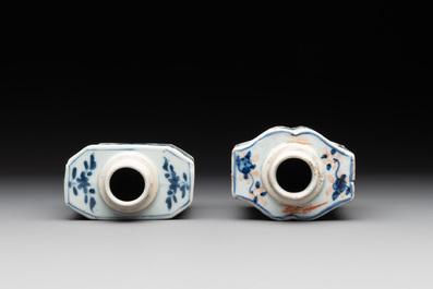 Ten Chinese Imari-style, blue and white tea caddies, Kangxi/Yongzheng