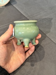 A Chinese Longquan celadon tripod censer, Song