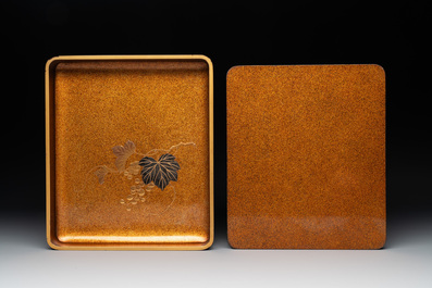 A Japanese lacquerware suzuribako or writing box depicting a crab, Meiji, 19th C.