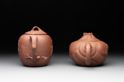 Five Chinese Yixing stoneware teapots, 19/20th C.