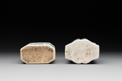 Ten Chinese Imari-style, blue and white tea caddies, Kangxi/Yongzheng