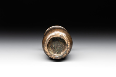 A small Chinese gold- and silver-inlaid bronze 'chilong' vase, late Ming