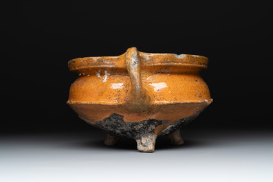 Eight stoneware jugs and mugs, and a glazed pottery vessel, Germany and The Netherlands, 16/17th C.