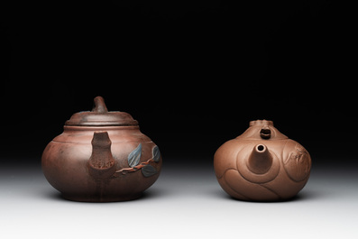 Five Chinese Yixing stoneware teapots, 19/20th C.