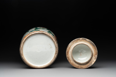 13 Chinese famille rose, verte and iron-red-decorated wares, Kangxi and later