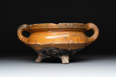 Eight stoneware jugs and mugs, and a glazed pottery vessel, Germany and The Netherlands, 16/17th C.